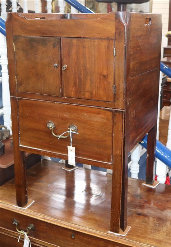 A George III mahogany tray top commode W.48cm